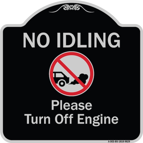 Designer Series-No Idling Please Turn Off Engine With Graphic, 18" x 18", BS-1818-9829